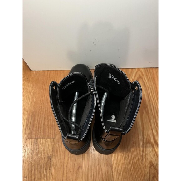 Black Combat Boots Womens Size 10 Chunky Heel Lace Up All Man Made Materials - Picture 7 of 12